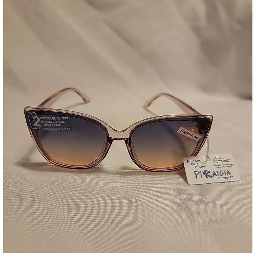 Piranha Designer Cat Eye Sunglasses Fashion Eyewear Brown Clear Frames # 62141